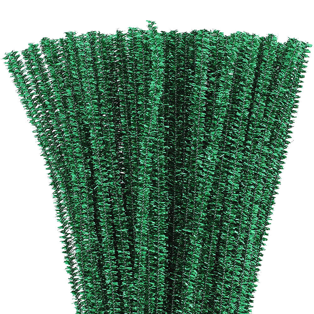 Pack of 50 - Green Glitter Pipe Cleaner velvet Sticks