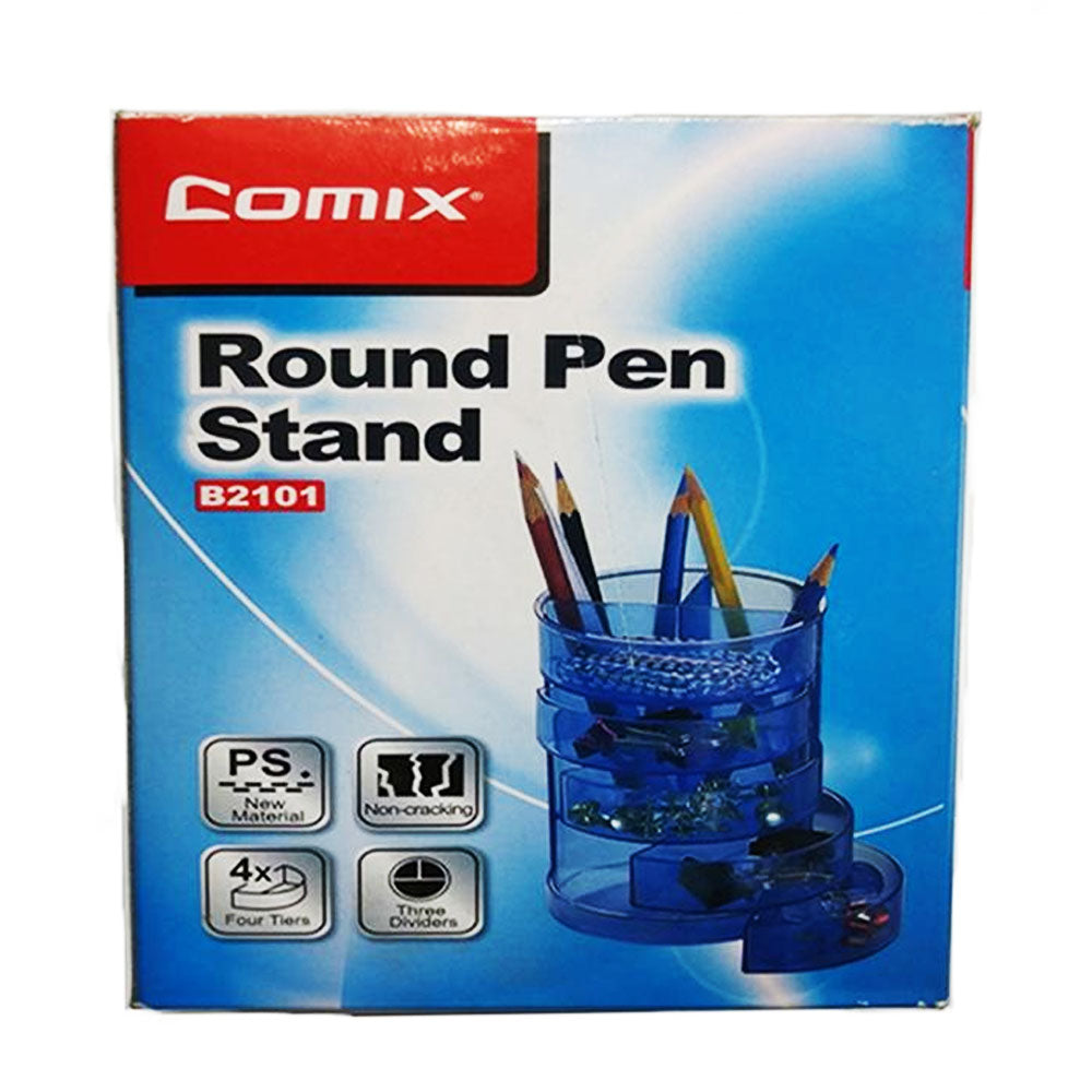 Comix Round Pen Stand, Multi-Purpose Pen Organizer 2101 - Blue