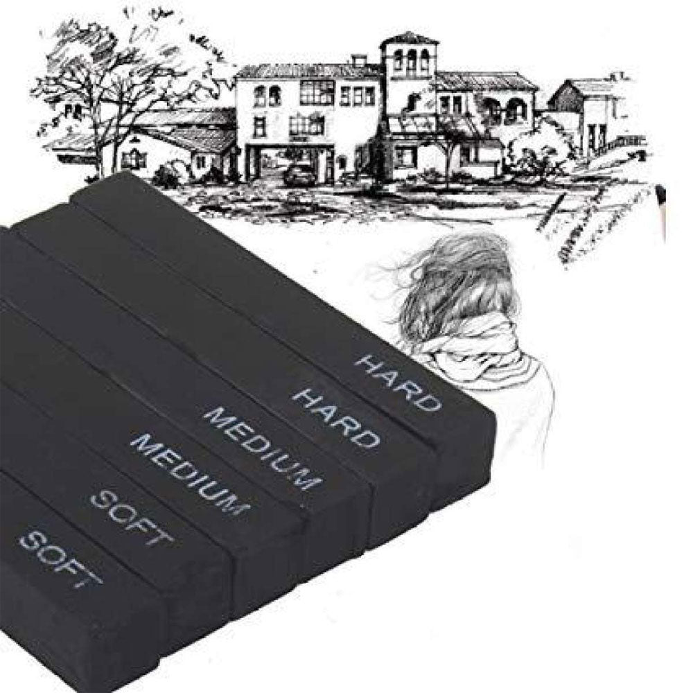 6Pcs Set - Compressed Charcoal Sticks For Sketching