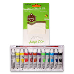 Pack Of 2 Acrylic Paint & Flat Brush Set