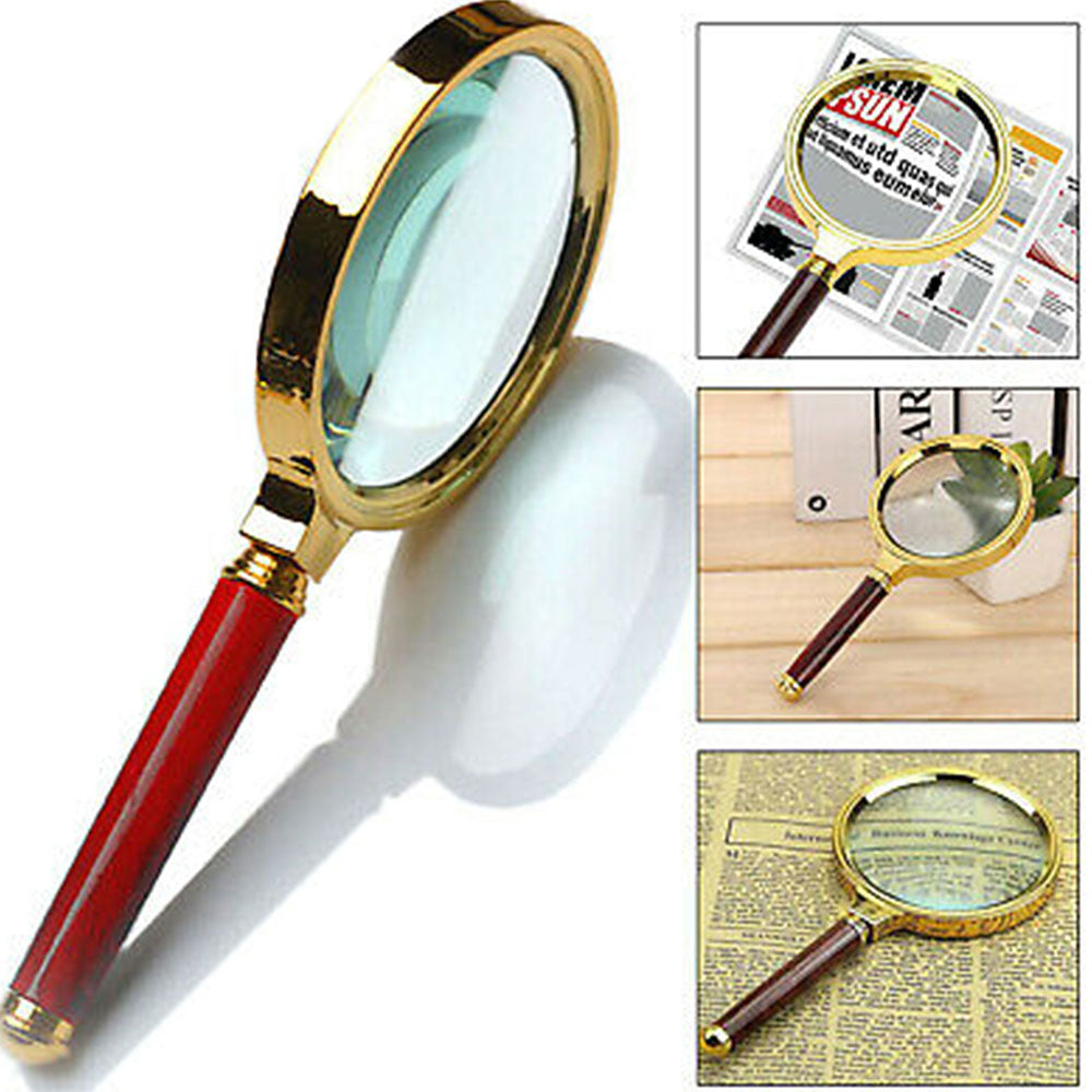 60Mm 10X Handheld Jewelry Magnifying Glass Red Brown Handle
