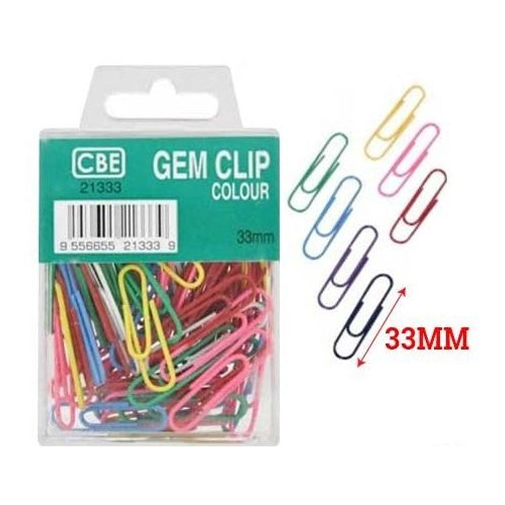 33Mm X 50Pcs Colored Plastic Gem Clip For Paper