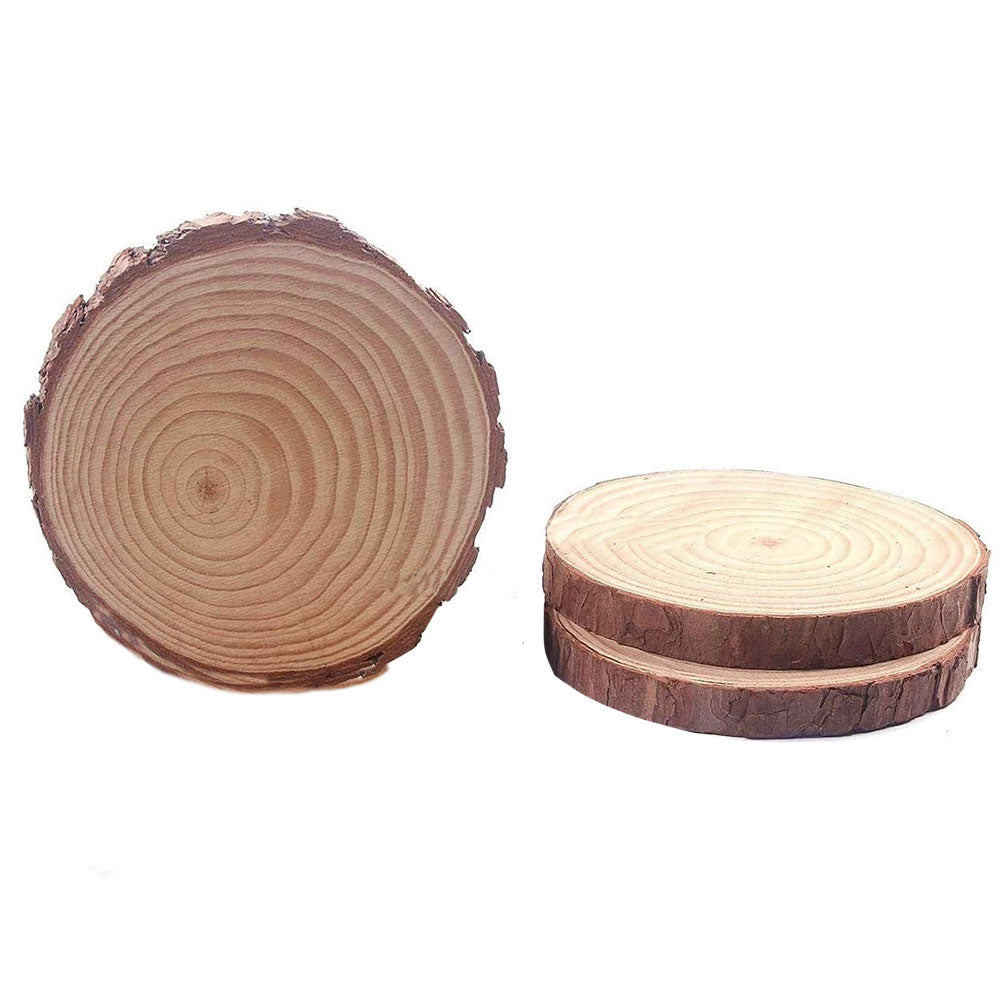 3pc (6inch dia) Natural Wood Slices, Round Pinewood Slabs