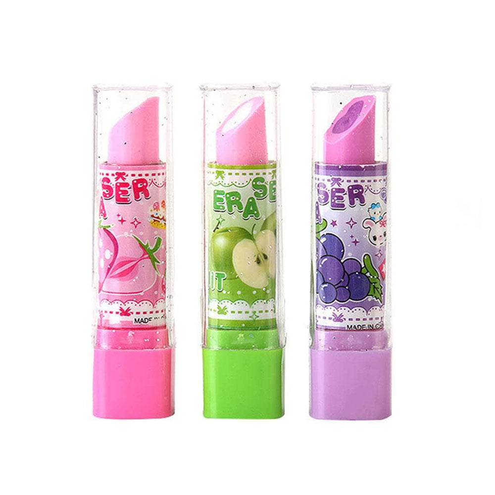 6 Pcs Lipstick Shape Eraser.
