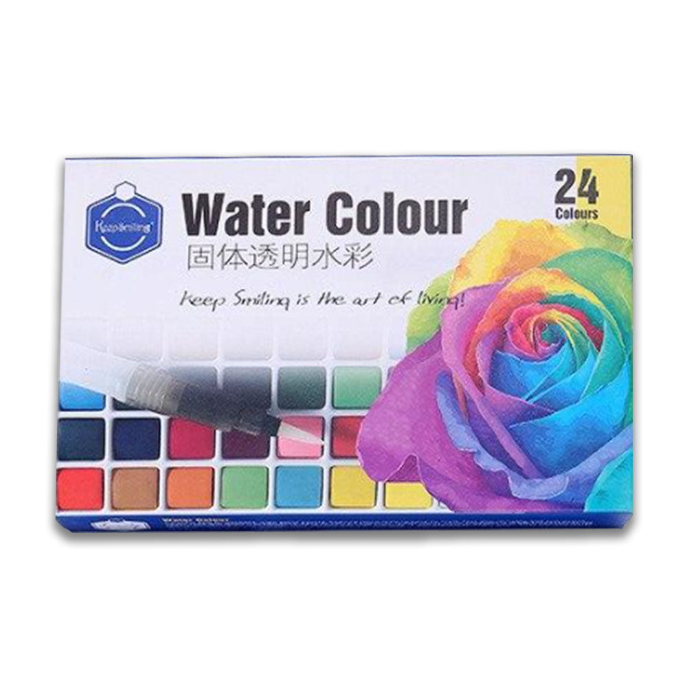 Keep Smiling 24pcs Aquarelle Solid Watercolor Paints Transparent Colors