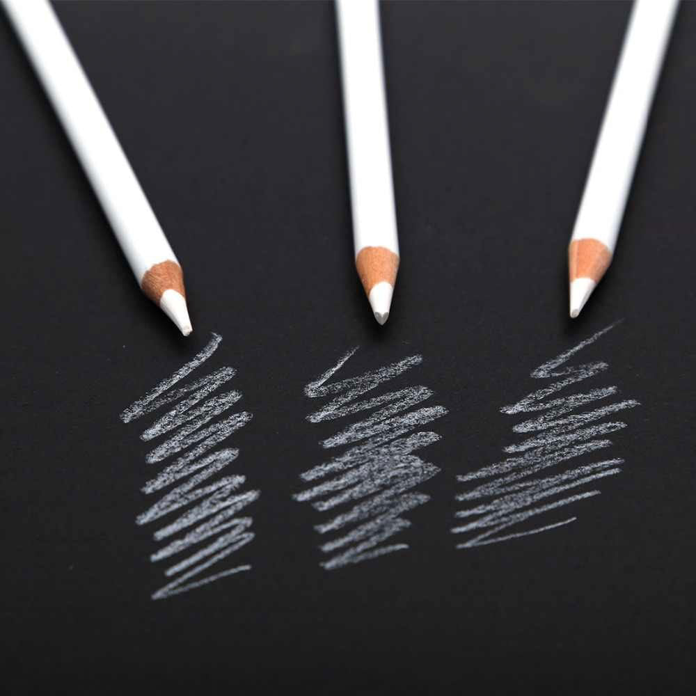 2 Sets - Keep Smiling 3 Pcs White Charcoal Pencils And 3pcs Woodless Charcoal Pencils