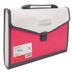 Tranbo Plastic Expanding Bag File Folder With 13 Section Pockets - Pink