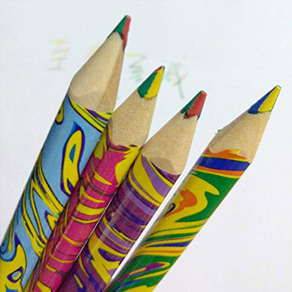 Rainbow Swirl Color Pencils 4 With Sharpener
