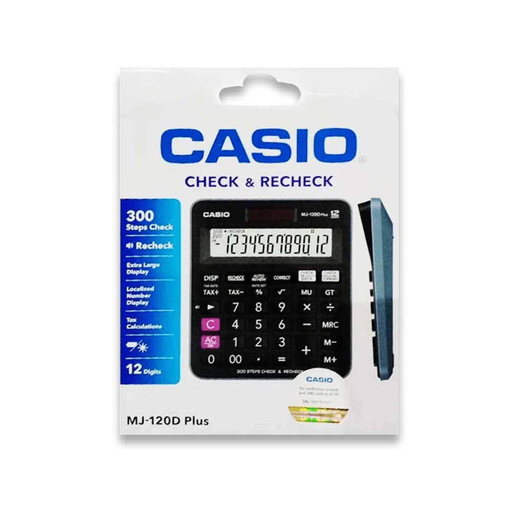 Casio MJ-120D Plus 300 Steps Check And Correct Desktop Calculator With Tax & Gt Keys & On Display Indication Of Active Constant (K) (Black)