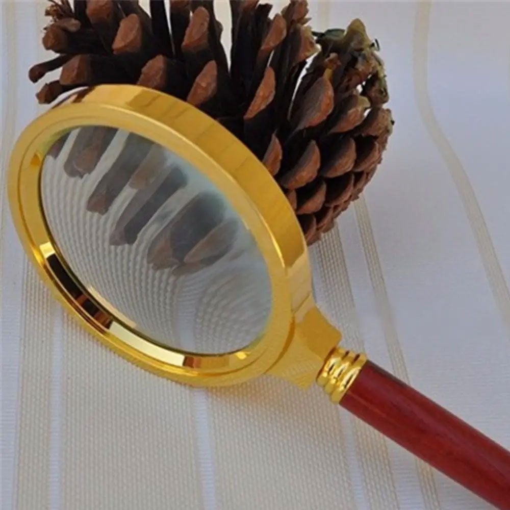 70Mm 10X Handheld Jewelry Magnifier Magnifying Glass Red Brown Handle