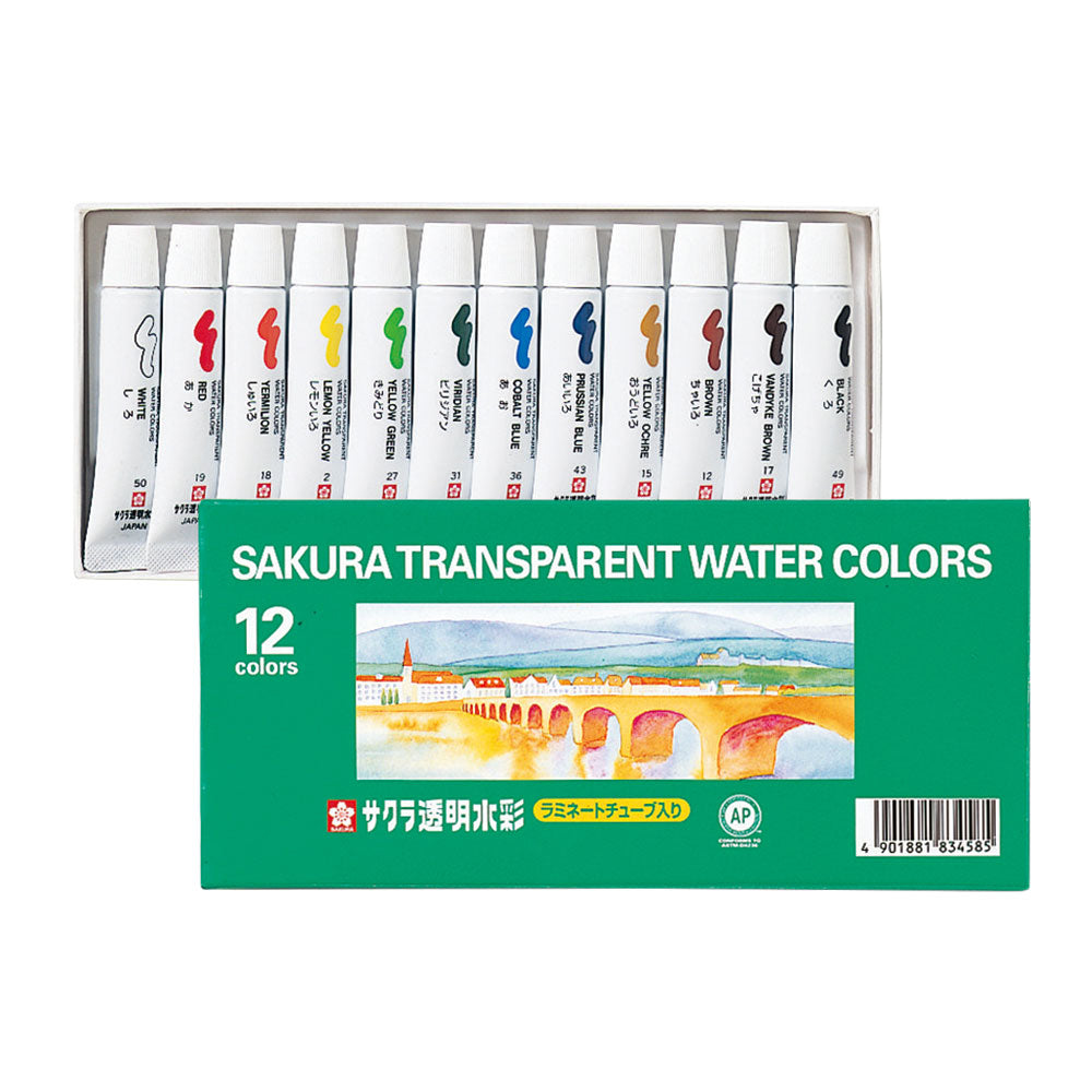 Sakura Transparent Water Colours - 12 Colours