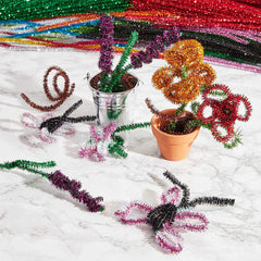 Pack of 50 - Green Glitter Pipe Cleaner velvet Sticks