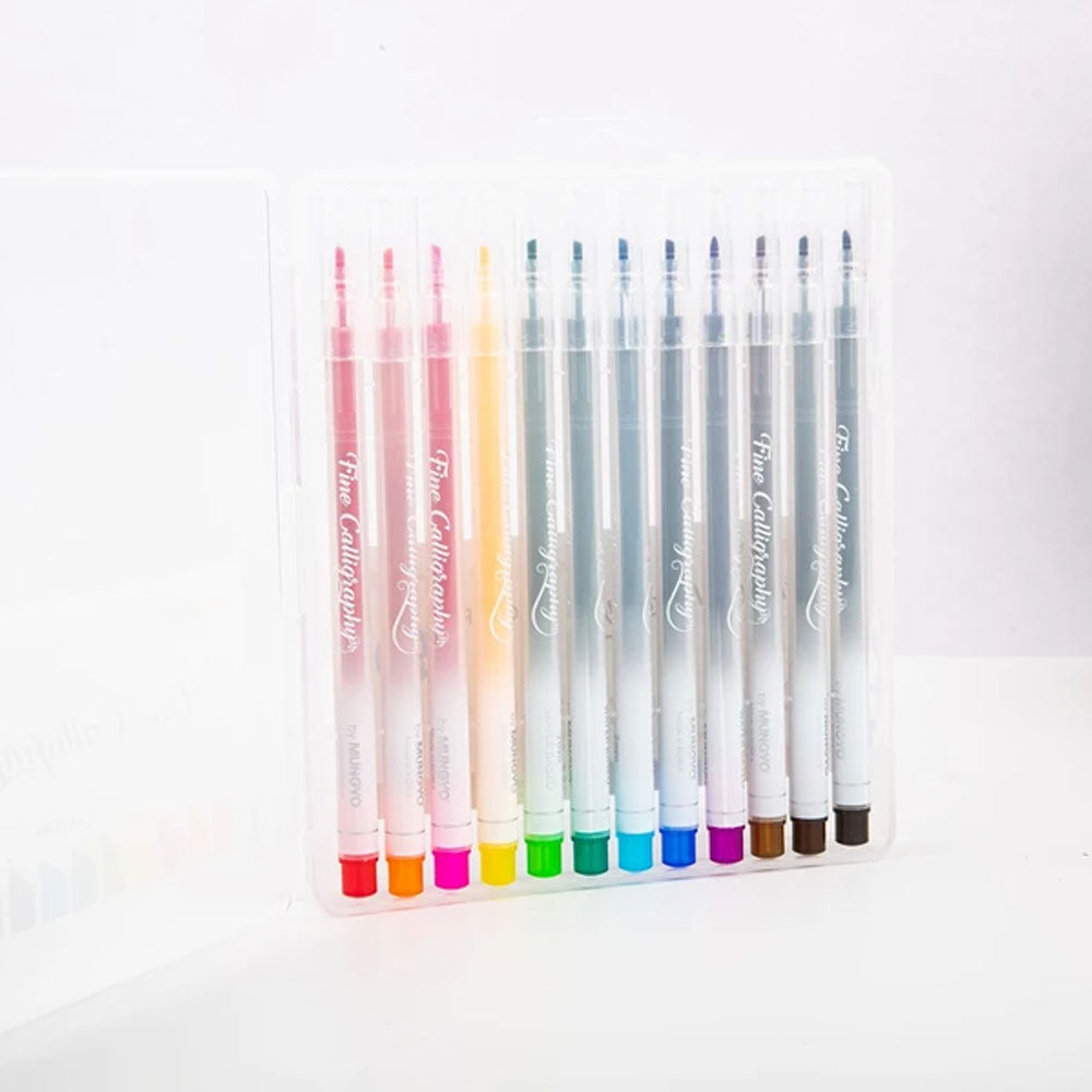 Mungyo Fine Calligraphy Pen 12 Colour Set - (Water Based)