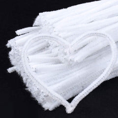 Pack of 50 - White Pipe Cleaner velvet Sticks