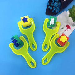 4pcs Sponge Roller Brush Set  (Flowers & Star Shapes)