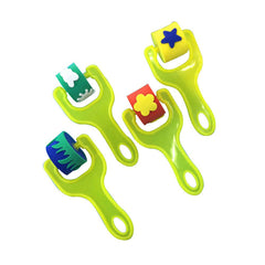 4pcs Sponge Roller Brush Set  (Flowers & Star Shapes)