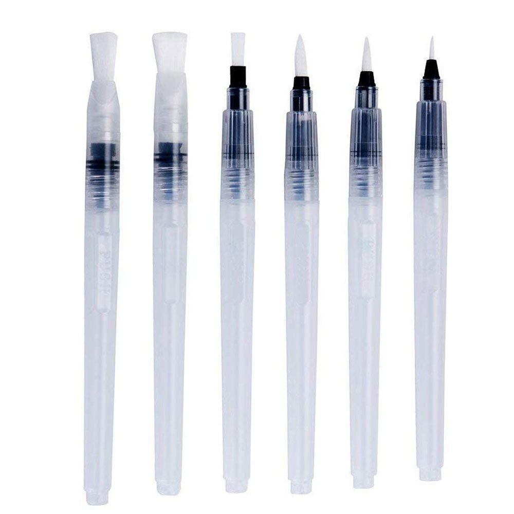 Set Of 6 Water Brush Pen Marker Ink Water Colors Brush