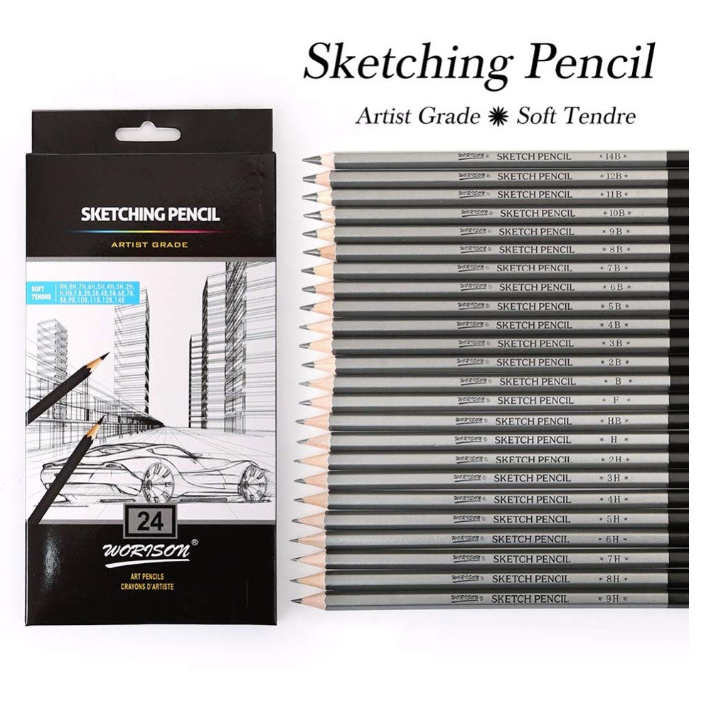 24Pcs Worison Sketching Pencil Set