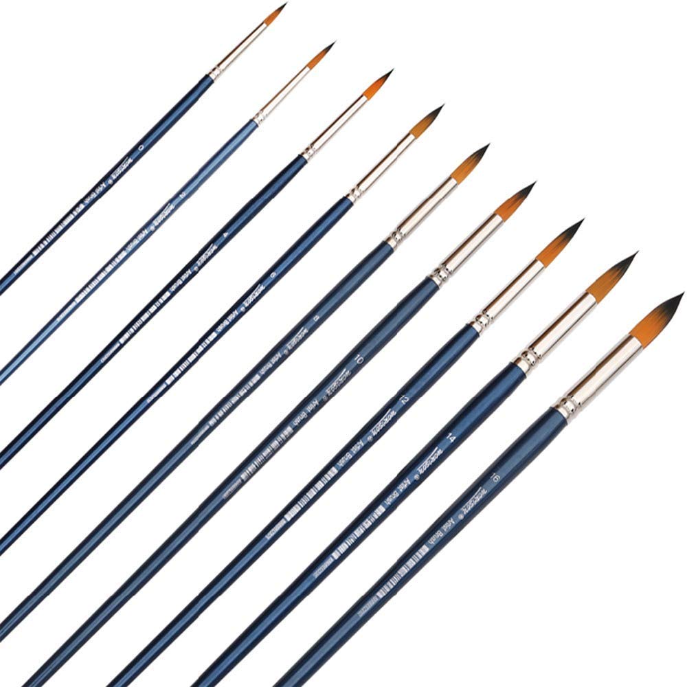 Round Blue Colour Brush Long Handle Set Of 9