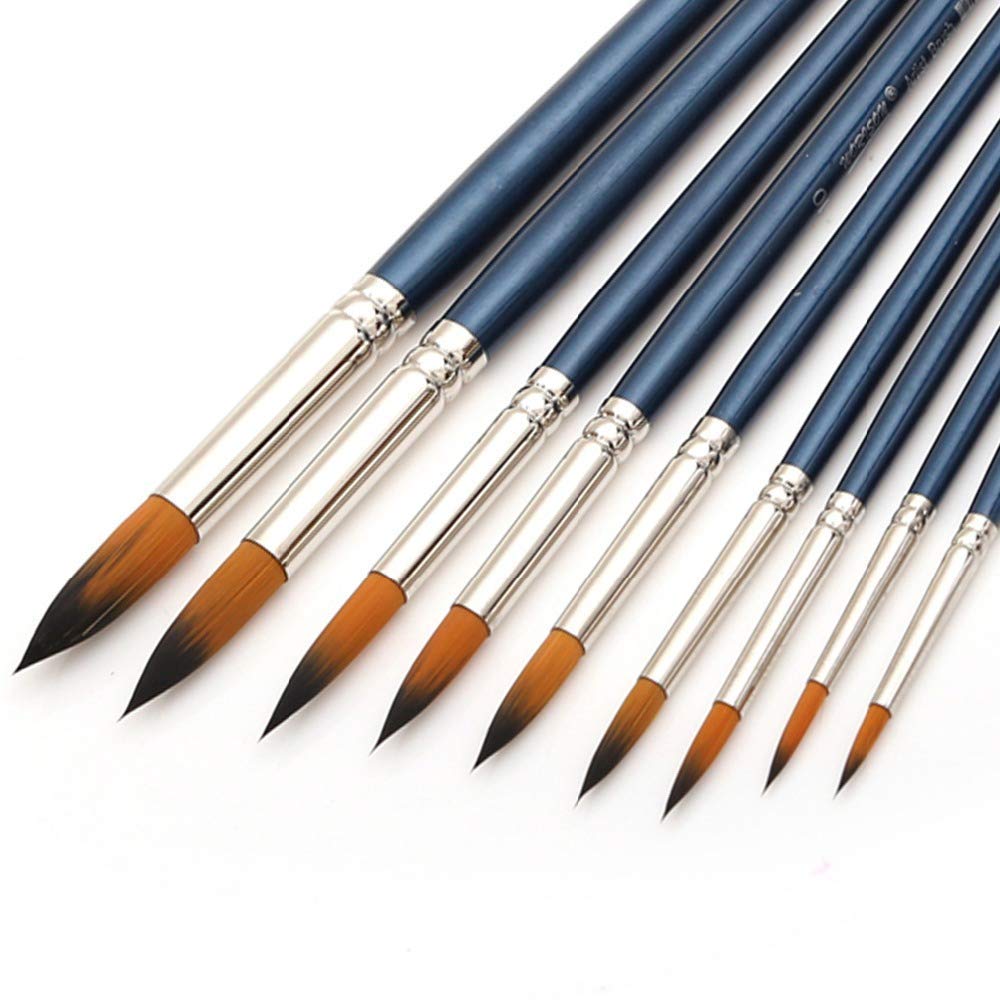 Round Blue Colour Brush Long Handle Set Of 9