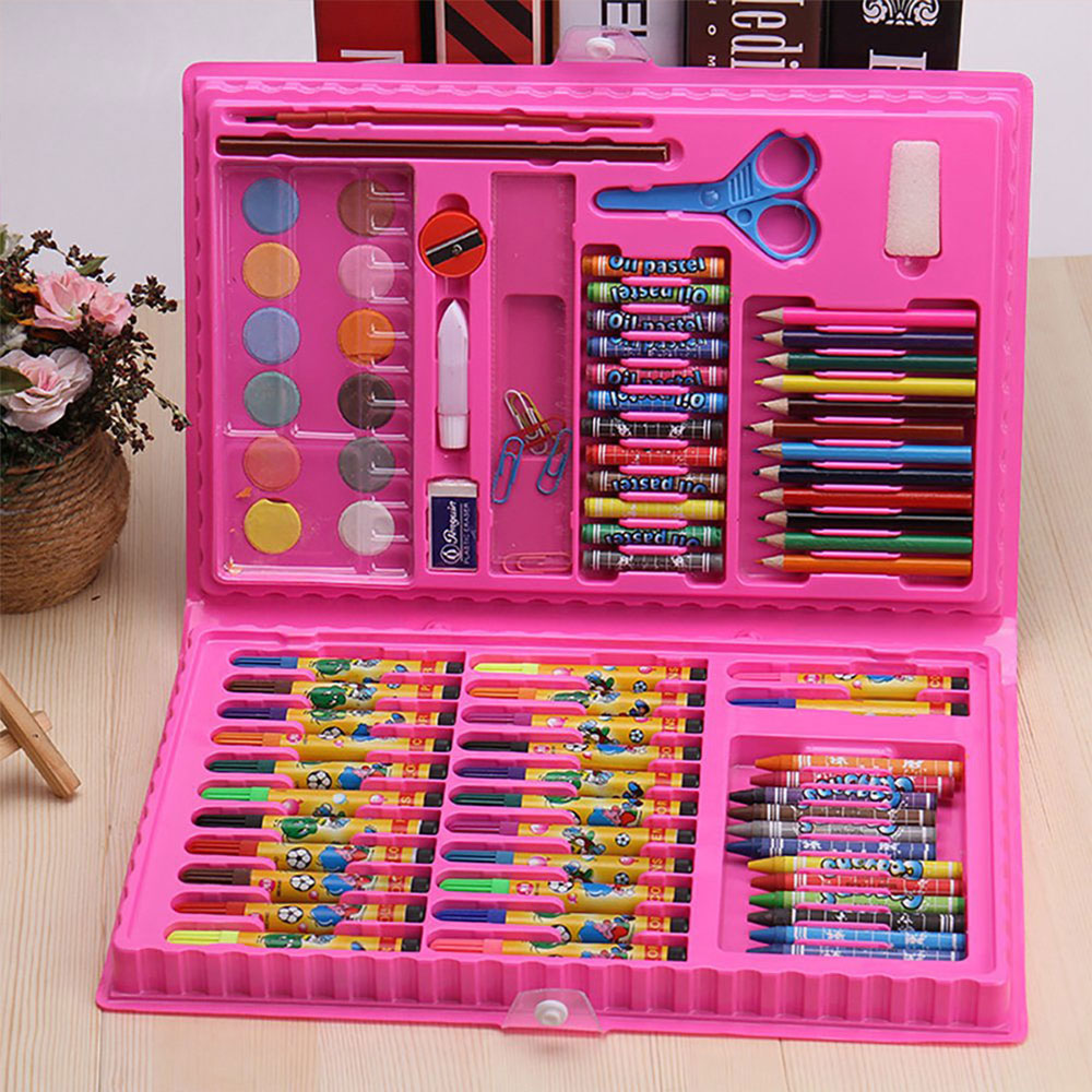86Pcs Set Watercolor Brush Pen Set, Watercolor Marker Pens, Crayon, Color Pencils, Powdery Cake Palette Painting Kits,