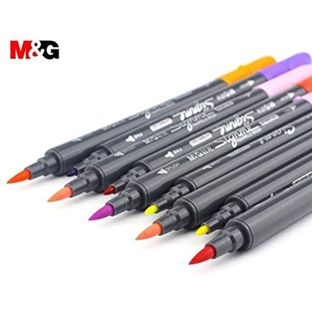 M&G Signme Pack Of 24 Dual Tip Watercolor Brush Markers