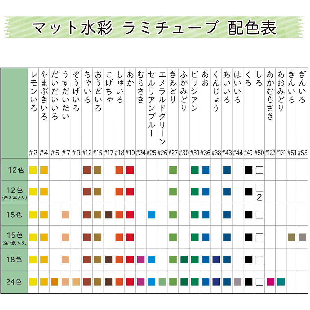 Sakura Mat Water Color Paint (5Ml) 12 Colors Laminated Tubes Containing Emw12