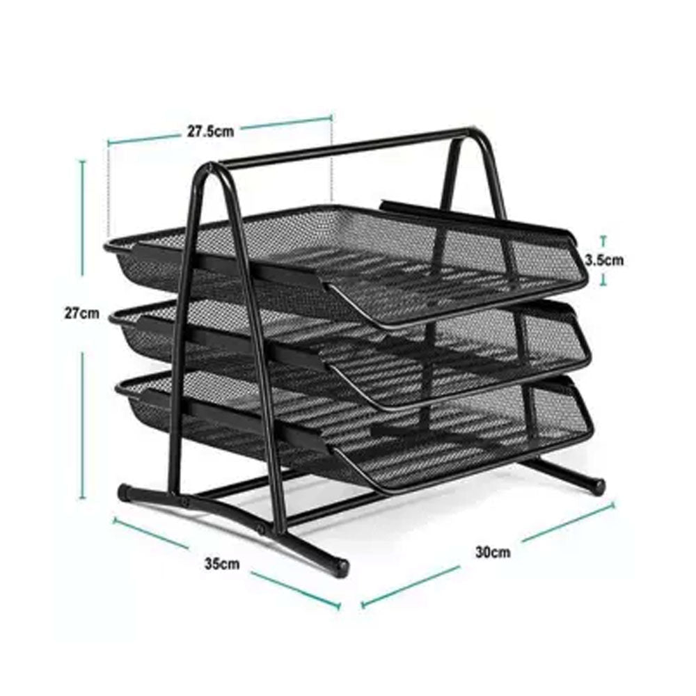 Metal Mesh Paper Holding Tray 3 Tiers Suitable For Office And Home