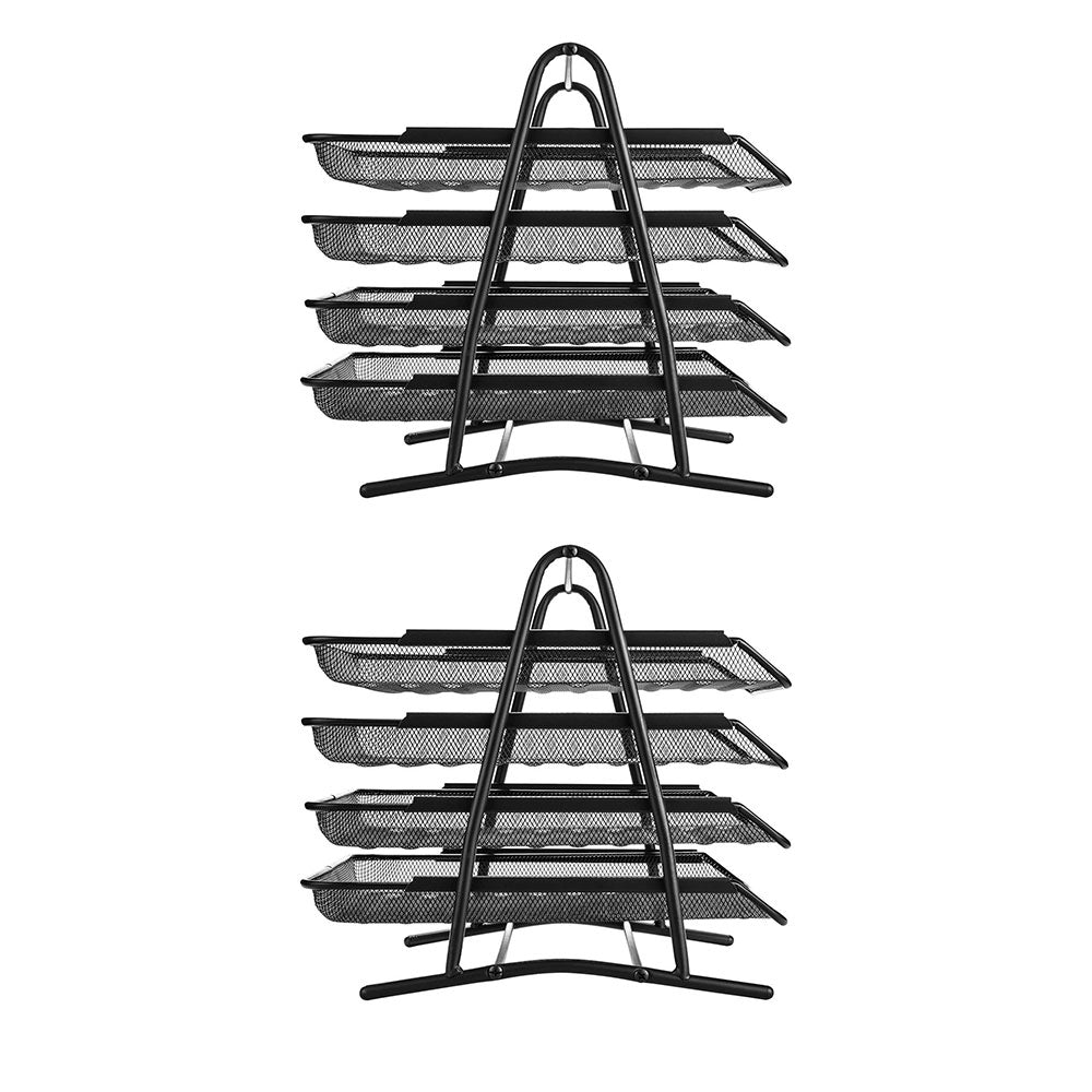 Pack Of 2 Metal 4 Tier Letter Tray - Black