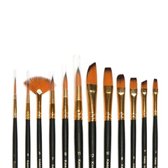 Keep Smiling Pack of 12pcs Multi Shapes High Quality Nylon Professional Art Brush Set