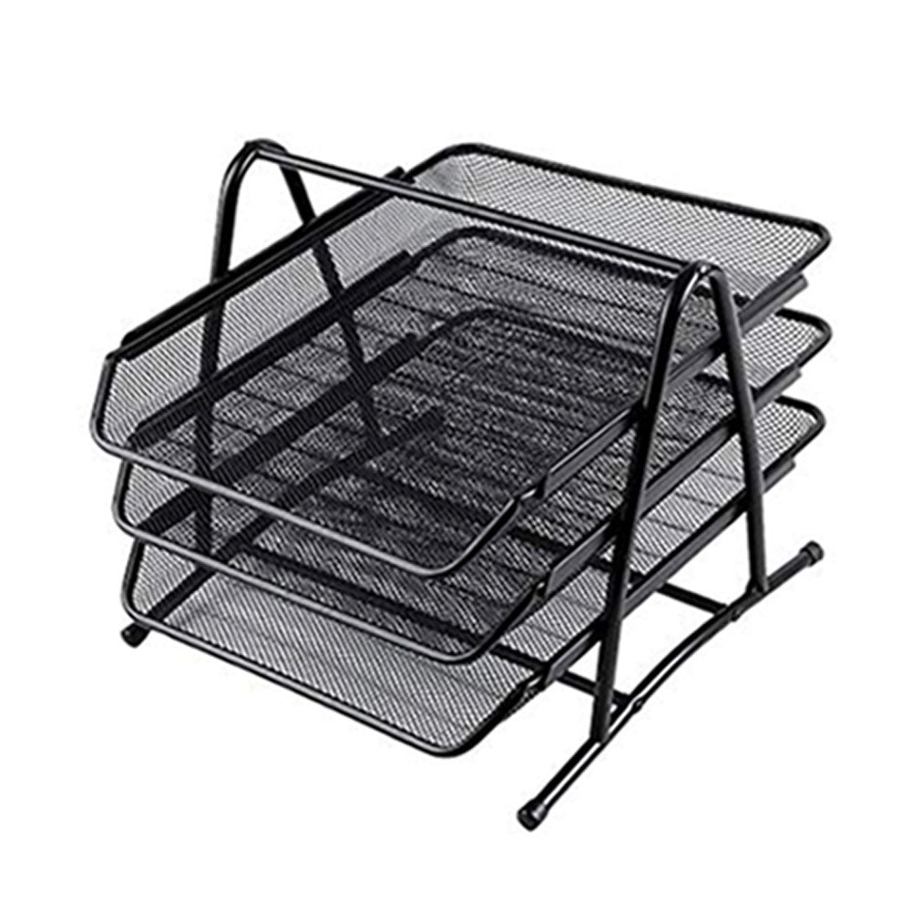 Pack Of 2 - Letter Tray 3 Story And Table Set 6 In 1 Metal Mesh