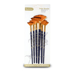 Combo Pack - 6pcs Keep Smiling Fan Brush Set and 24pcs different colors Maries Acrylic Paints 12ML tubes