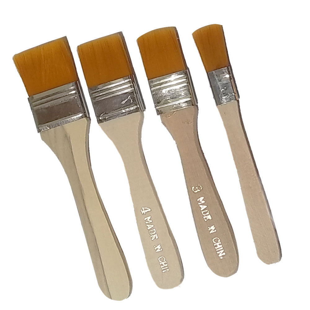 Pack Of 4 - Nylon Hair Painting Brush Oil Watercolor Water Powder Propylene Different Size Paint Brushes School Wall Art Supply