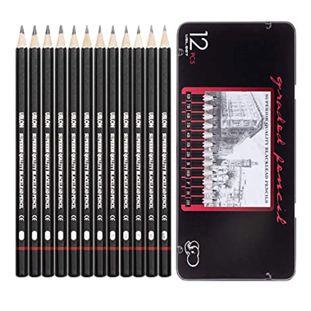 Professional Sketch And Drawing Pencils Set,Art Pencil 12-Count (8B-2H)