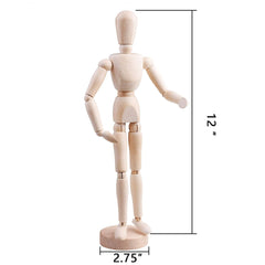 Wood 12 Artist Drawing Manikin Articulated Mannequin With Base And Flexible Body