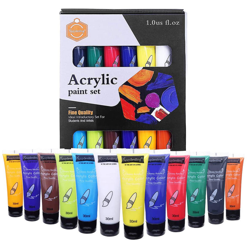 Keep Smiling 30Ml X 12Pcs Acrylic Colour Paints - Pack Of 12