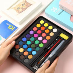 Keep Smiling 36 Colors Solid Watercolor Transparent Paints (in Tin Box)