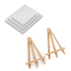 Canvas Set Of 3 With 2 Wooden Easel (10X10 8X8 6X6 Inches)